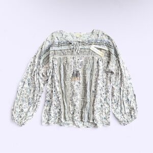 NWT Lovestitch Cottagecore Floral Peasant Blouse Lace Balloon Sleeve M
